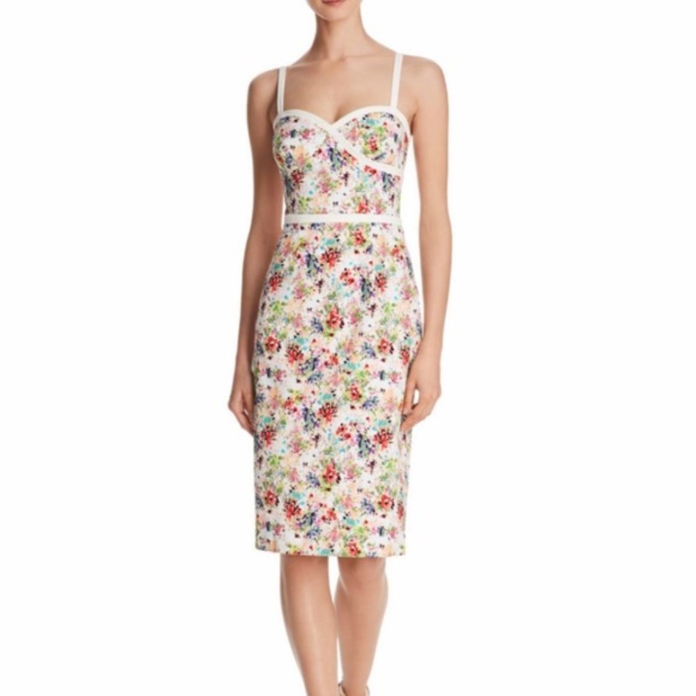 Black Halo Daria Floral Sheath Dress Sz 12